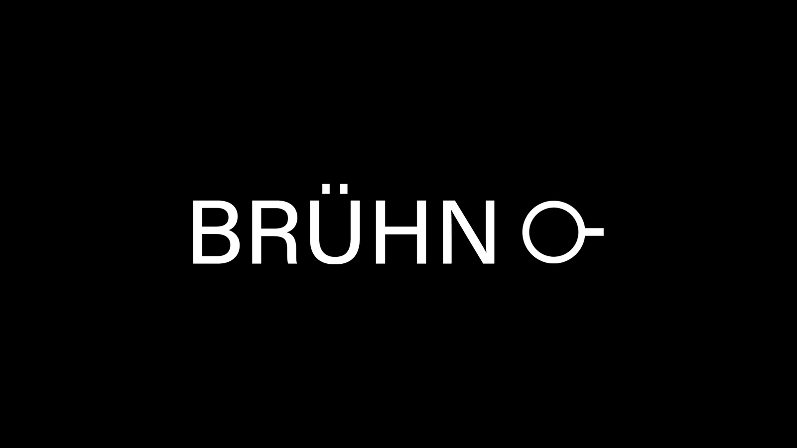 Wortmarke Brühn, weiß auf Schwarz