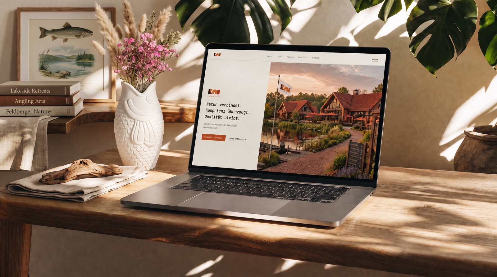 KAI Fishing Resort Website auf einem Laptop